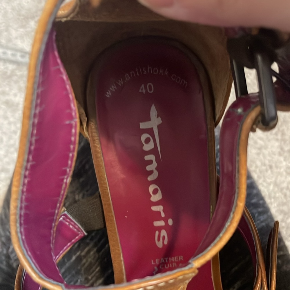 Tamaris Brown Leather Sandals - Picture 2 of 7